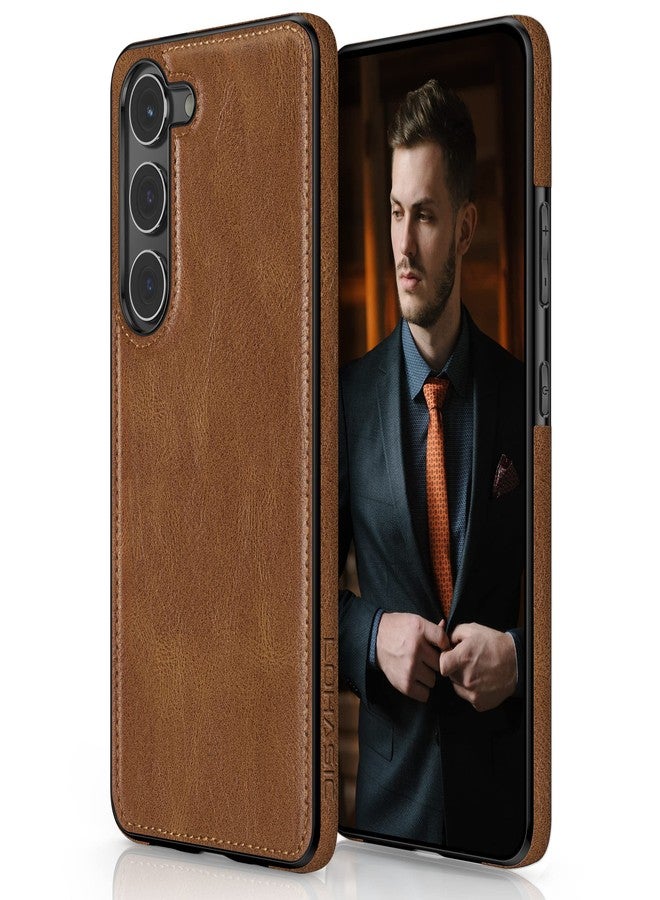 LOHASIC جراب LOHASIC لهاتف Galaxy S23، جراب فاخر من الجلد الكلاسيكي المقاوم للخدش، يوفر حماية كاملة للجسم، مناسب للرجال والنساء، متوافق مع هاتف Samsung Galaxy S23 بشاشة 6.1 بوصة، إصدار 2023 الجديد - بني - Image 1